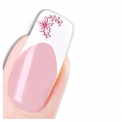 Nagel Sticker Tattoo Nail Art Blau Rosa Blumenzweige Aufkleber Neu! - 1
