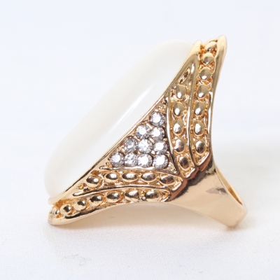 Edelstahl Ring groï¿½er ovaler glï¿½nzender Stein Modeschmuck Luxus Gr. 16,5 - 3