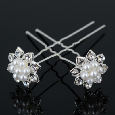 2 Strass Perlen Haarnadeln Braut Kommunion Hochzeit Blumen Haarschmuck Modell 2