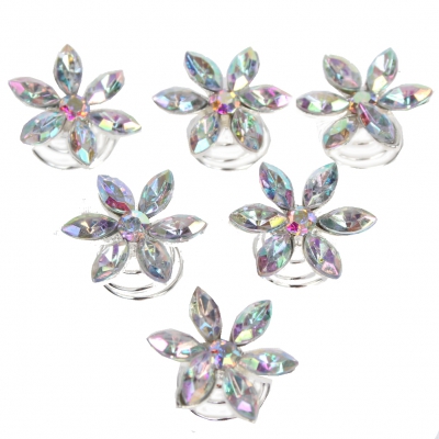 6 Strass Curlies Braut Kommunion Hochzeit Haarschmuck Stern - 1