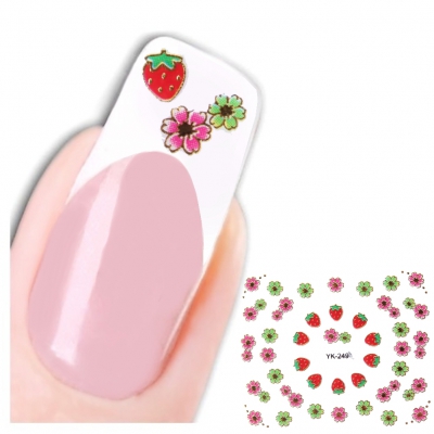 3D Nagel Sticker Nail Art Blume Erdbeere Aufkleber Neu