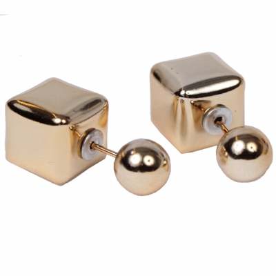 Schöne Doppelseitige Ohrringe in der Farbe Gold - 1