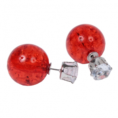 Schöne Doppelseitige Ohrringe in der Farbe Rot - 1