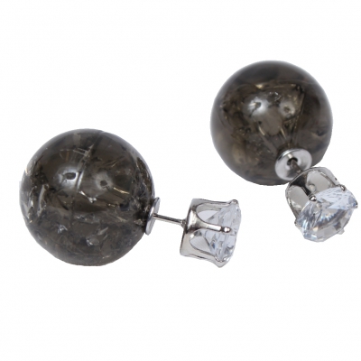 Schöne Doppelseitige Ohrringe in der Farbe Khaki - 1