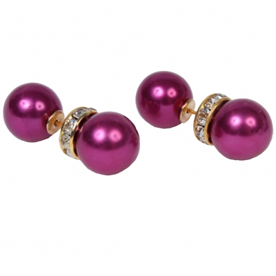 Schöne Doppelseitige Ohrringe in Lila - 1