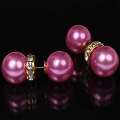 Schöne Doppelseitige Ohrringe in Rosa