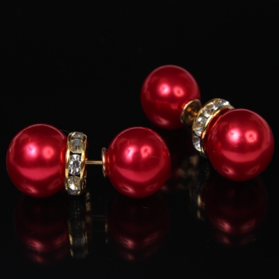 Schöne Doppelseitige Ohrringe in Rot - Rot