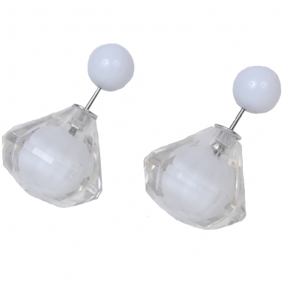 Schöne Doppelseitige Ohrringe in Weiß - 1