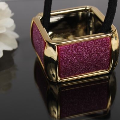 Haarring Quadratisch Glitzer in der Farbe Pink