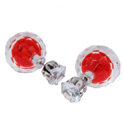 Schöne Doppelseitige Ohrringe in Rot - 1