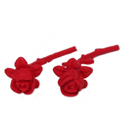3D Rosen Ohrstecker Ohrringe Rot - Rot