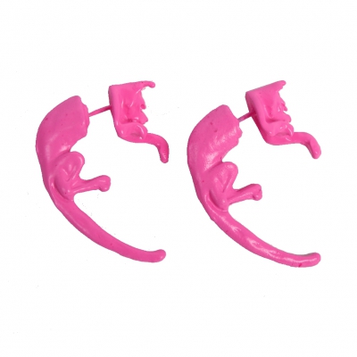 3D Katze Ohrstecker Ohrringe in der Farbe Pink - Pink