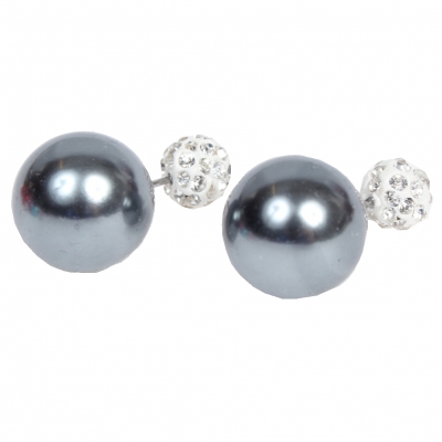 Schöne Doppelseitige Ohrringe in Grau - 1