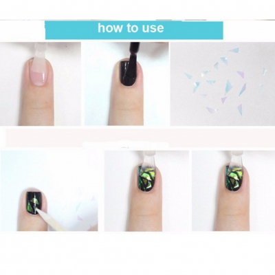 Nail Art Nagelfolie Tattoo Nagel Hologramm Broken Glass Grün - 3