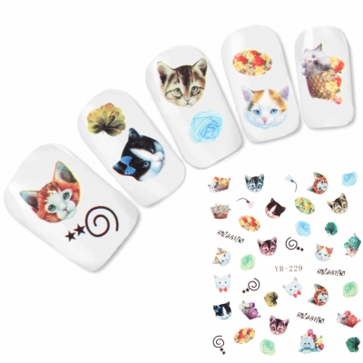 Tattoo Nail Art Katzen Aufkleber Nagel Sticker