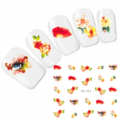 Tattoo Nail Art Lippen Auge Blumen Aufkleber Nagel Sticker