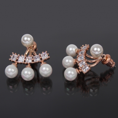 Designer Perlen Ohrringe mit Strass - 1