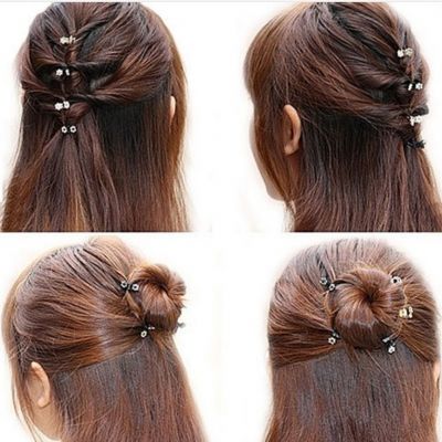 Mini Haarklammern Strass Haarkneifer rot 6 Stück - 2