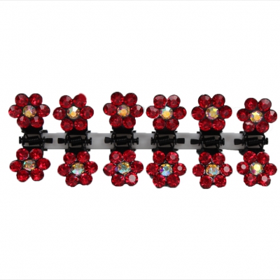 Mini Haarklammern Strass Haarkneifer rot 6 Stück - 5