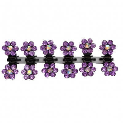 Mini Haarklammern Strass Haarkneifer lila 6 Stück - 1