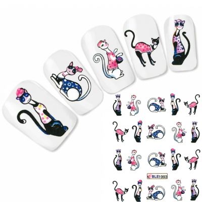 Tattoo Nail Art Katze Aufkleber Nagel Sticker
