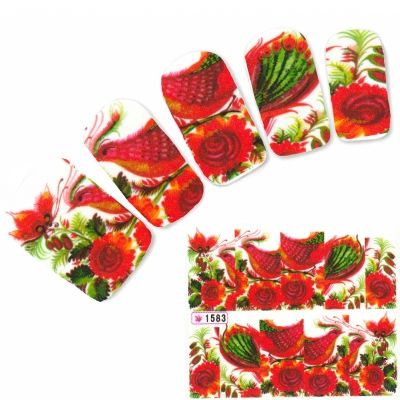 Tattoo Nail Art Pfau Blumen Aufkleber Nagel Sticker