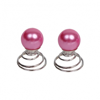 2 Perlen Curlies Haarschmuck rosa - 1