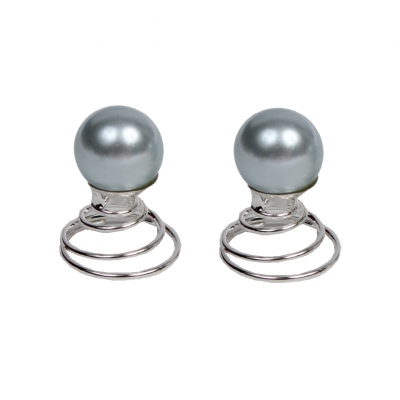 2 Perlen Curlies Haarschmuck silber - 1