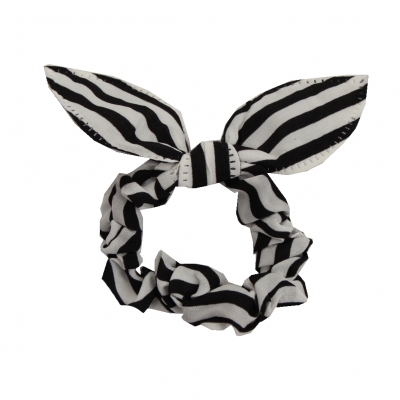 Hasenohren Haargummis Zopf-Halter Schwarz / Weiß gestreift - Schwarz / Weiß gestreift