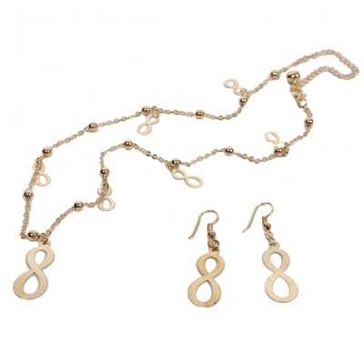 Halskette mit Anhänger und Ohrringen Unendlichkeitszeichen - 1