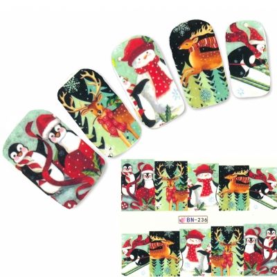 Tattoo Nail Art Schneemann Pinguin Aufkleber Nagel Sticker