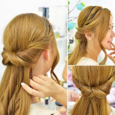 Frisurenhilfe Haarreif mit Haarband in Braun - 1