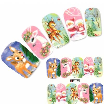 Tattoo Nail Art Reh Weihnachtsmann Aufkleber Nagel Sticker