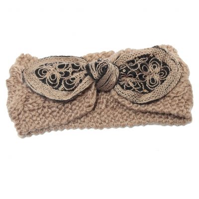 Stirnband für den Winter mit Schleife Braun