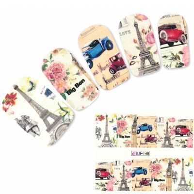 Tattoo Nail Art Paris Eiffelturm London Big Ben Aufkleber Nagel Sticker