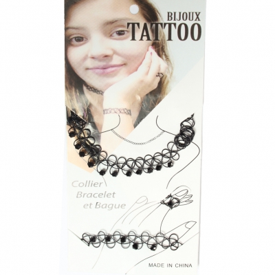 3er Set Halsband Armband Ring Pailletten