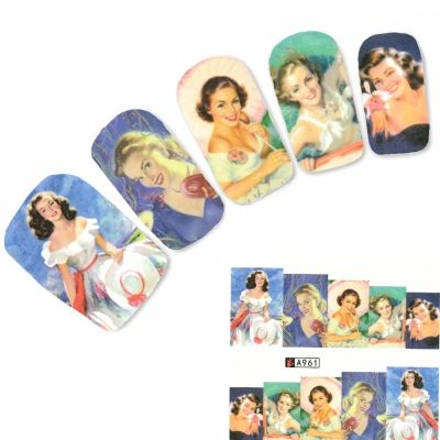 Tattoo Nail Art 50 er Jahre Modell Aufkleber Nagel Sticker