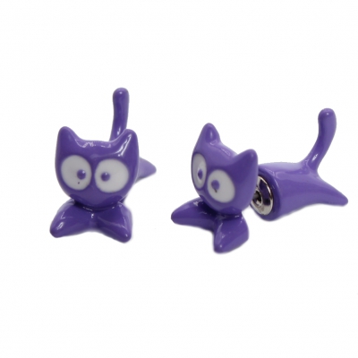 3D Katzen Ohrstecker Ohrringe in der Farbe Weiß - 5