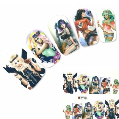 Tattoo Nail Art Modell Hipster Aufkleber Nagel Sticker