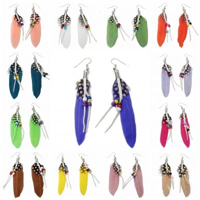 1 Paar Feder Ohrringe pailletten Boho