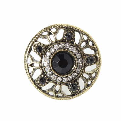 Edelstahl Ring Strass One Size Schwarz - Schwarz