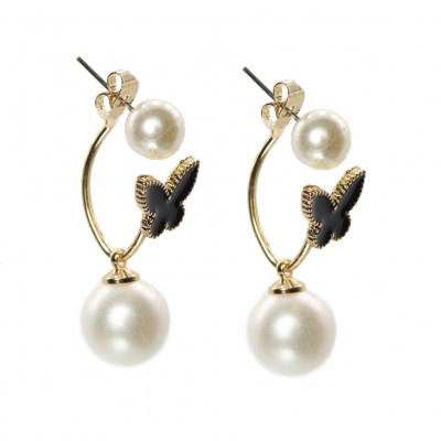 3D Schmetterling Perlen Ohrstecker Ohrringe front to back earrings - 1