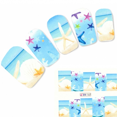 Tattoo Nail Art Strand Muschel Seestern Aufkleber Nagel Sticker