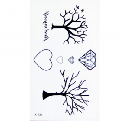 Temporäres Tattoo Herz Diamant Baum Key - 2