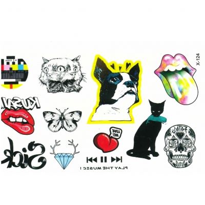 Temporäres Tattoo Herz Diamant Katze Hund - 2