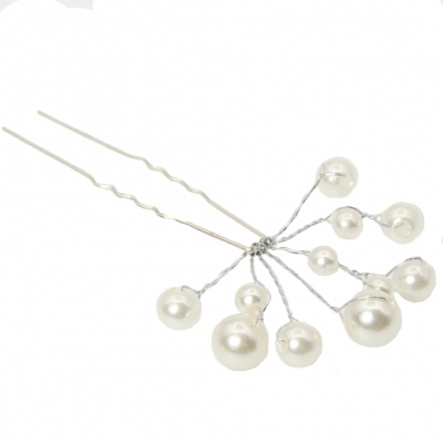 1 x Haarnadel mit Perle Hairpin Weiß - 2