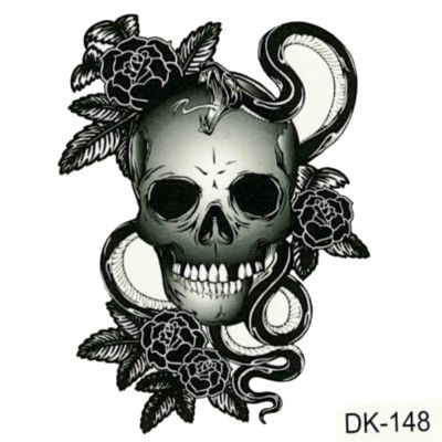 Temporäres Tattoo Totenkopf Schlange