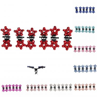 6 x Mini Haarklammern in Sternen-Form mit Strass-Steinen bestückt Rot - 1