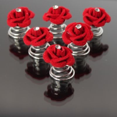 6 Curlies Rosen Blüten Haarschmuck mit Straß