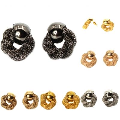 Schöne Ohrstecker im geflochtenem Design in Gold - 2